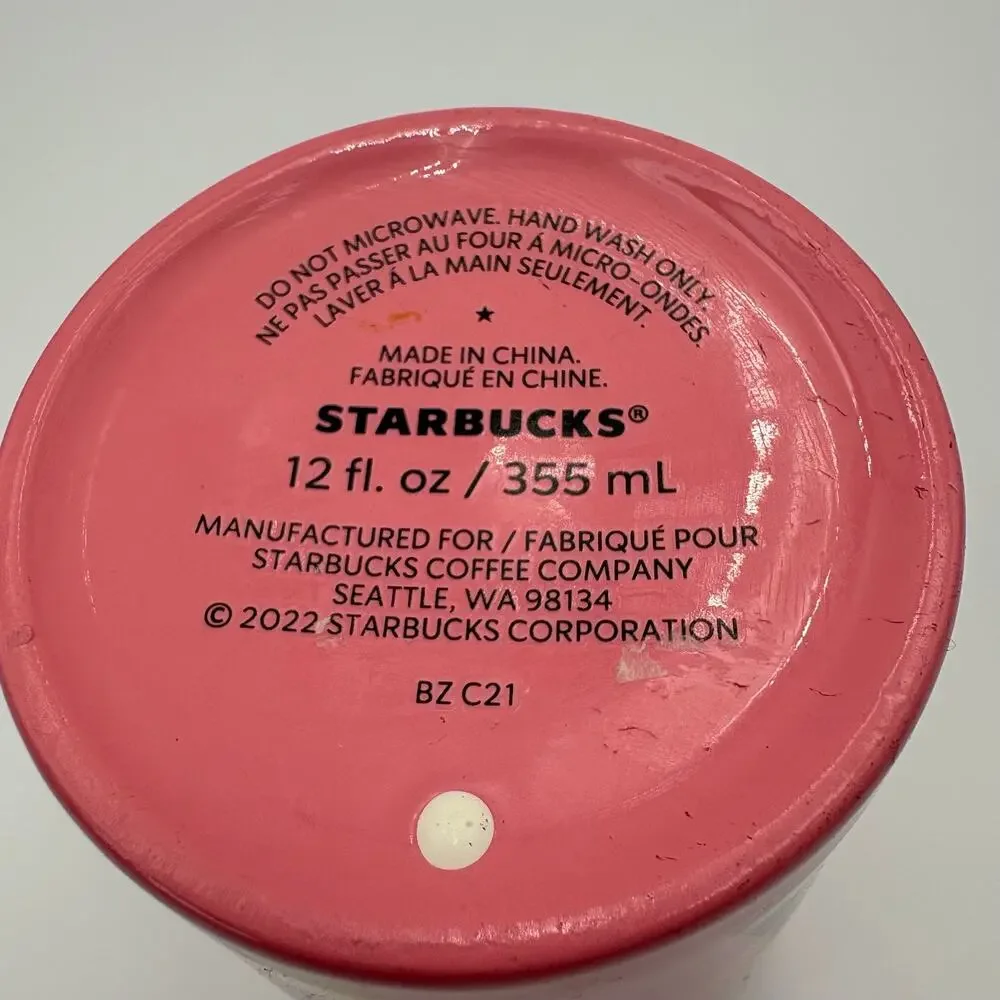 Starbucks 2022 Valentine Hearts Double Wall Ceramic Travel Tumbler Mug 12 oz Lid